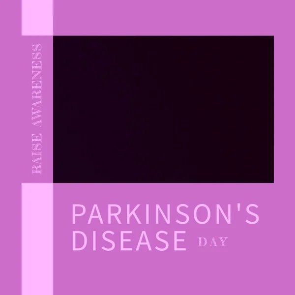 Composition of parkinson\'s disease day text and copy space on purple and black background. Parkinson\'s disease day and health awareness concept digitally generated image.