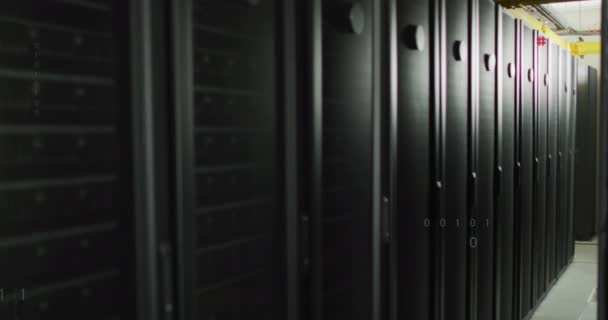Animation Binary Coding Data Processing Symbols Computer Server Room Computer — Stock Video
