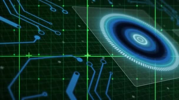 Animation Illuminated Circles Square Circuit Board Pattern Abstract Background Digitally — Stock video