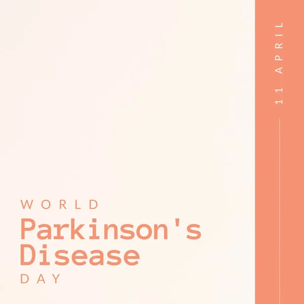 Illustration of world parkinson\'s disease day text over pink and peach background, copy space. Nervous system, campaign, healthcare, awareness and prevention concept.