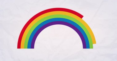 Gökkuşağının animasyonu beyaz arkaplanda fotokopi aletiyle hareket ediyor. Gökkuşağı, lgbt ve eşitlik kavramı dijital olarak oluşturulmuş video.
