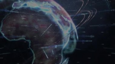 Animation of network of connections with globe over blue background. Global networks, business, finances, computing and data processing concept digitally generated video.