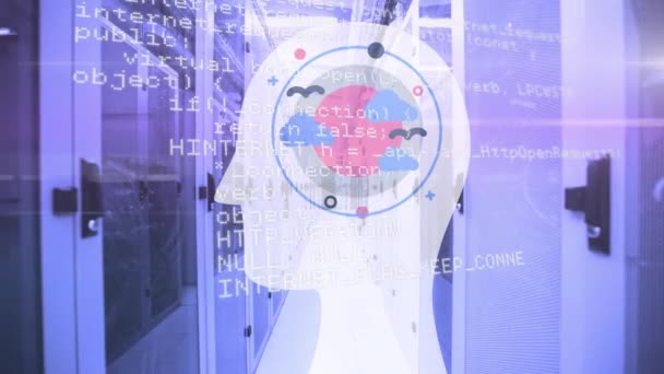 Animation Human Head Model Data Processing Pink Light Trails Computer — ストック動画