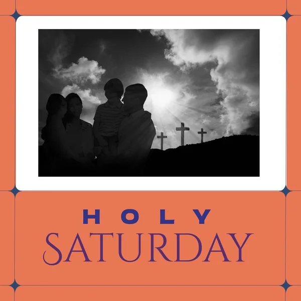 Composição Texto Sagrado Sábado Espaço Cópia Com Três Cruzes Cristãs — Fotografia de Stock