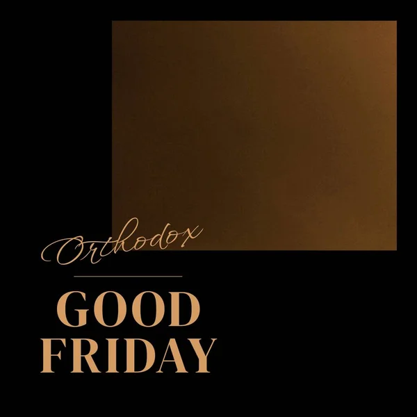 Composition of orthodox good friday text and copy space over brown background. Orthodox good friday, christianity, faith and religion concept digitally generated image.