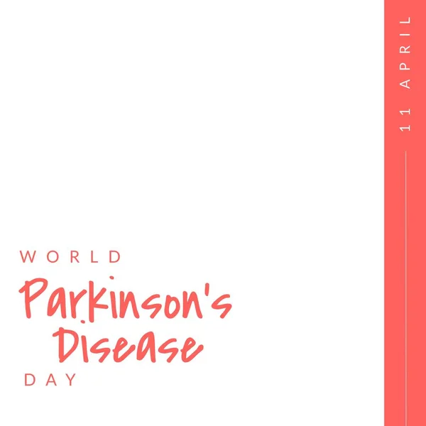 Ilustrace Světového Dne Parkinsonovy Nemoci Dubnových Textů Bílém Červeném Pozadí — Stock fotografie