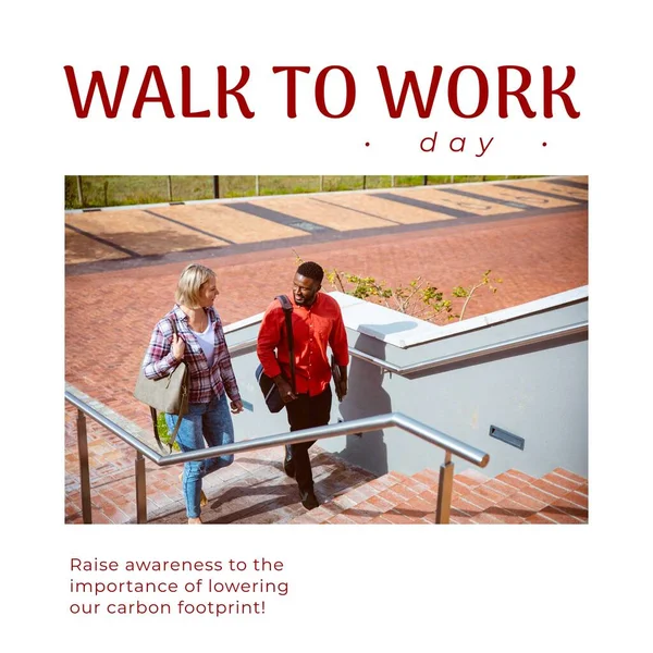 Composição Caminhada Para Dia Trabalho Texto Diversos Empresários Caminhando Caminhe — Fotografia de Stock