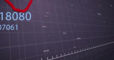 Digital animation of changing numbers and statistical data processing against blue background. Business data technology concept