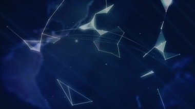 Animation of network of connections with globe over blue background. Global networks, business, finances, computing and data processing concept digitally generated video.