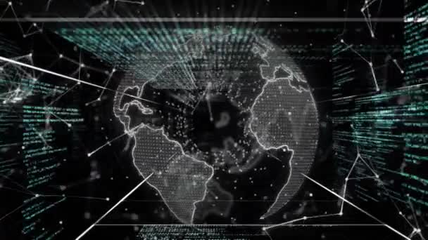 Анимация Соединенных Точек Формирующих Геометрическую Форму Земном Шаре Компьютерном Языке — стоковое видео