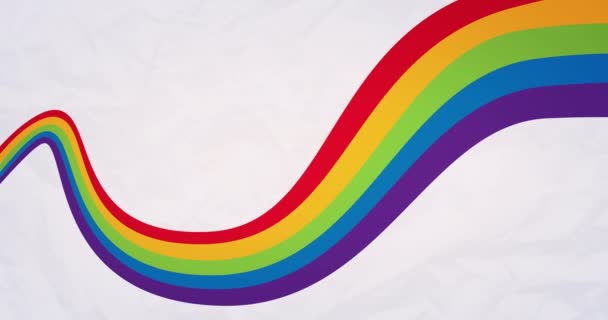 Animation Rainbow Colours Moving White Background Copy Space Rainbow Lgbt — Stockvideo