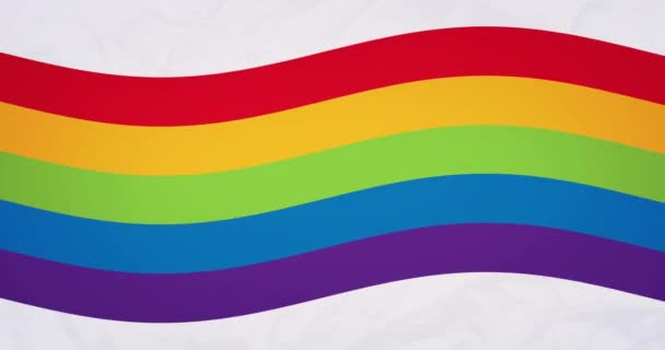Animation Rainbow Waving White Background Copy Space Rainbow Lgbt Equality — 图库视频影像