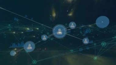 Animation of network of connections with data processing. Global networks, social media, business, finances, cloud computing and data processing concept digitally generated video.