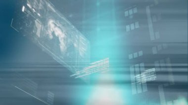 Animation of financial data processing and statistics on screen. Global business, finances, computing and data processing concept digitally generated video.