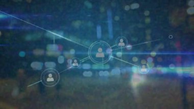 Animation of network of connections with data processing. Global networks, social media, business, finances, cloud computing and data processing concept digitally generated video.