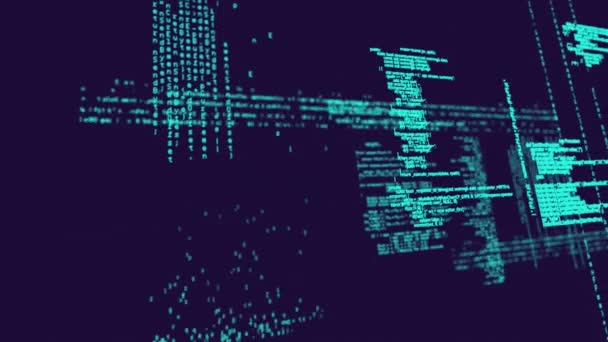 Animation Data Processing Binary Coding Blue Background Global Technology Data — Video