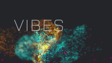 Animation of vibes text over spots on black background. Abstract background, pattern and movement concept digitally generated video.