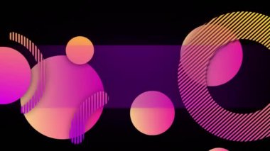 Animation of new season text over shapes on black background. Abstract background, pattern and colour concept digitally generated video.