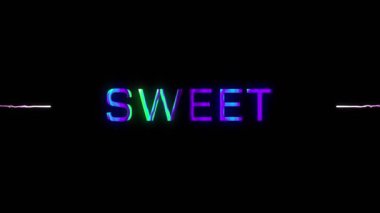 Animation of sweet text over fireworks on black background. Abstract background, pattern and movement concept digitally generated video.
