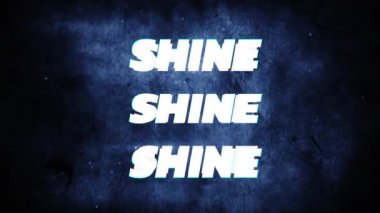 Animation of shine text over light spots on black background. Abstract background, pattern and colour concept digitally generated video.