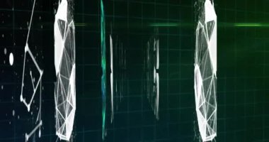 Animation of scopes and data processing over screens. Global science, business, finance, computing and data processing concept digitally generated video.