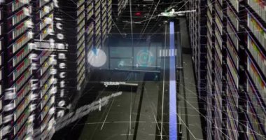 Animation of globe, data processing over computer servers. Global online security, business, finance, computing and data processing concept digitally generated video.