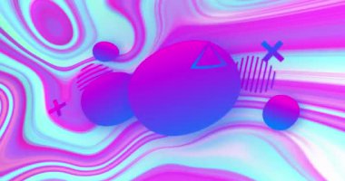 Animation of flash sale text over blue liquid background. Retro future and pattern concept digitally generated video.