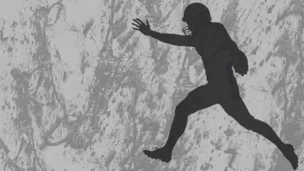 Animation American Football Players Silhouettes Shapes Grey Background Sport Competition — Stockvideo