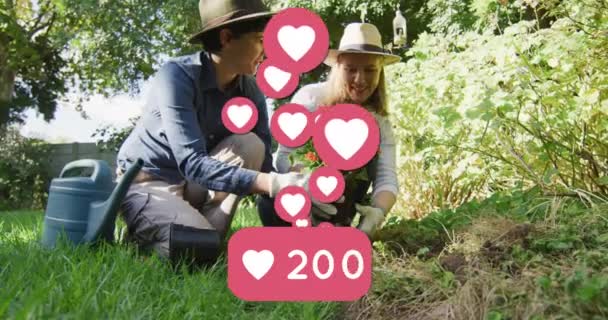 Κινούμενα Σχέδια Της Καρδιάς Emojis Και Αριθμούς Πάνω Από Ευτυχισμένη — Αρχείο Βίντεο