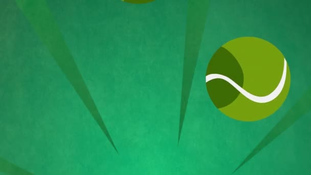 Animation Tennis Balls Shapes Green Background Sport Competition Movement Concept — Vídeo de stock
