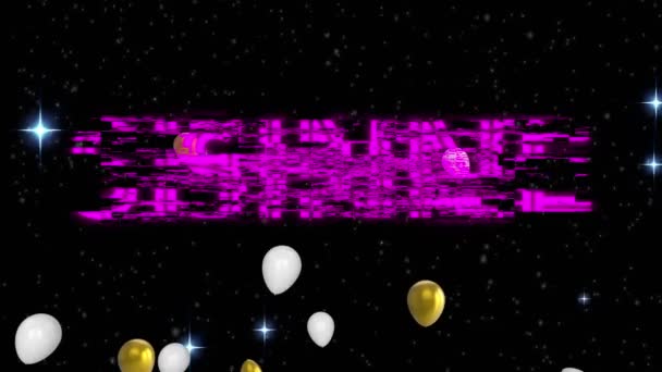 Animation Shine Text Balloons Stars Black Background Abstract Background Pattern — Wideo stockowe
