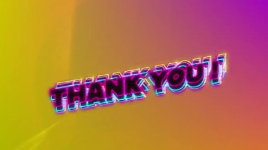 Animation of thank you text over orange background. Retro future and pattern concept digitally generated video.