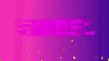 Animation of vibes text over confetti and neon lights on purple background. Abstract background, pattern and movement concept digitally generated video.