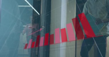 Animation of data processing over diverse business people working at office. Global business and digital interface concept digitally generated video.