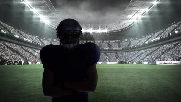 Animation American Football Player Stadium Sport Competition Movement Concept Digitally — ストック動画