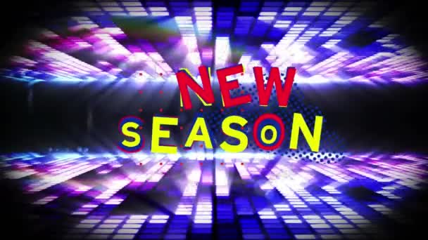 Animation New Season Text Moving Columns Black Background Abstract Background — ストック動画