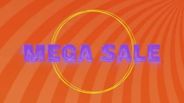 Animation of mega sale text over shapes on orange background. Abstract background, pattern and movement concept digitally generated video.