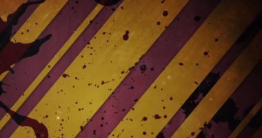 Animation of yellow shape with copy space over lines on yellow background. Abstract background, pattern and movement concept digitally generated video.