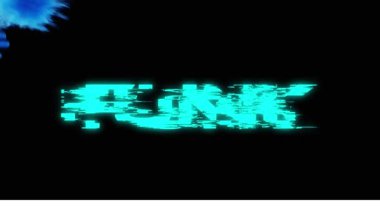 Animation of funk text over smoke on black background. Abstract background, pattern and colour concept digitally generated video.