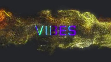 Animation of vibes text over spots on black background. Abstract background, pattern and movement concept digitally generated video.