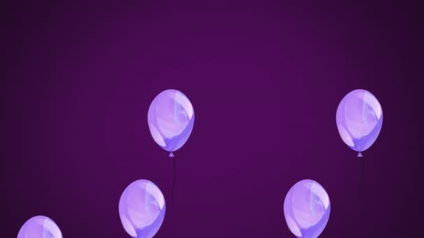 Animation Funk Text Balloons Hearts Purple Background Abstract Background Pattern — Wideo stockowe
