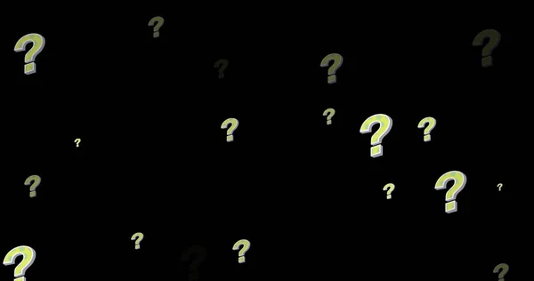Image of question marks on black background. Global education, abstract background and pattern concept digitally generated image.