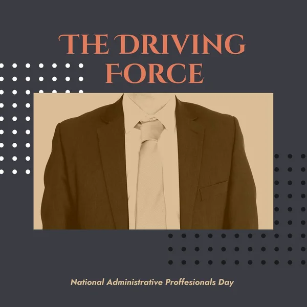 Composition of national administrative professionals day text over businessman. National administrative professionals day, business and office concept digitally generated image.