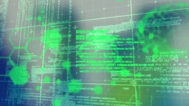 Animation of data processing with molecules and digital brain over shapes on white background. Global science, computing and digital interface concept digitally generated video.