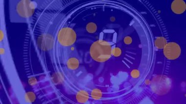 Animation of light spots over scope scanning with countdown. Global technology, computing and digital interface concept digitally generated video.