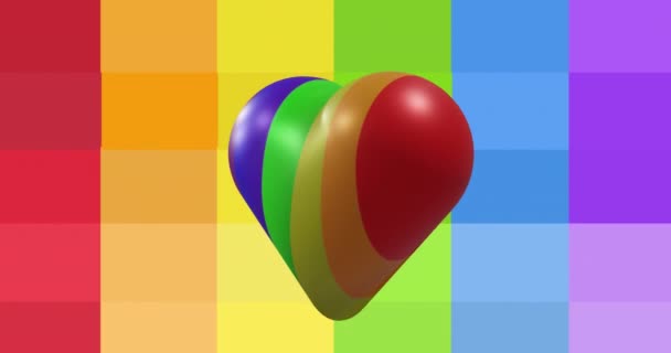 Animation Rainbow Heart Spinning Rainbow Stripes Pride Lgbt Equality Concept — Video Stock