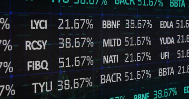 Image of statistics and financial data processing. global finances, business and data processing concept digitally generated image.