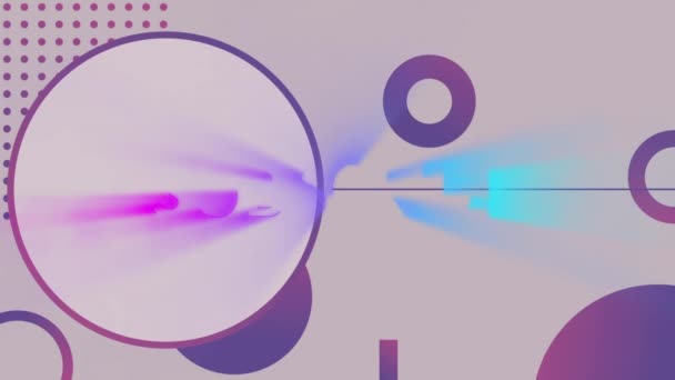 Анимация Текста Подписки Точками Кругами Абстрактном Фоне Цифровая Генерация Голограмма — стоковое видео