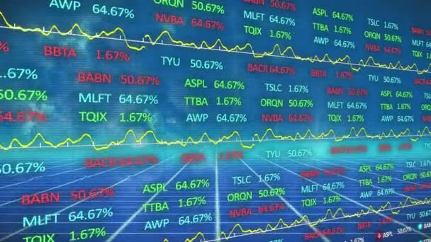 Animation Financial Data Processing Lines Blue Background Global Business Finances — Vídeo de Stock