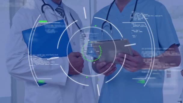 Animation Data Processing Scope Scanning Diverse Doctors Hospital Global Medicine — Stok video
